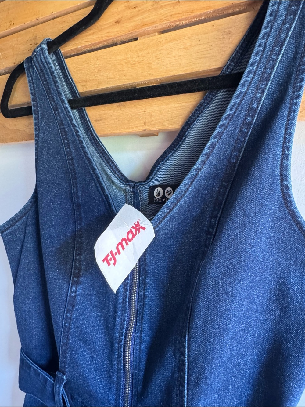 NWT Rewash Sleeveless Dark Blue Denim Belted Mini Dress - Picture 6 of 9